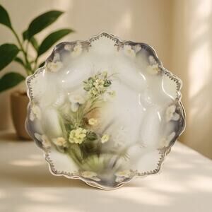 Southern Gothic: Rare Antique RS Prussia Floral, Gilded & Gold Porcelain Bowl